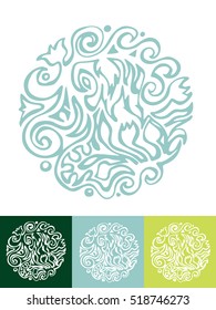 Vector illustration. Set of monograms with ornament for yoga studio.  Logo template for beauty salon,spa, fitness center.