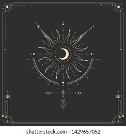 Vector illustration set of moon phases. Different stages of moonlight activity in vintage engraving style. Zodiac Signs