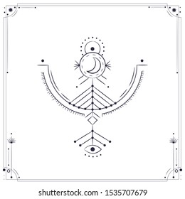 Vector illustration set of moon phases. Different stages of moonlight activity in vintage engraving style. Zodiac Signs