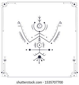 Vector illustration set of moon phases. Different stages of moonlight activity in vintage engraving style. Zodiac Signs