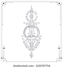 Vector illustration set of moon phases. Different stages of moonlight activity in vintage engraving style. Zodiac Signs