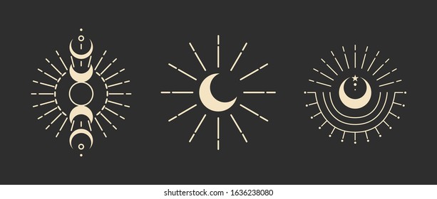 Vector Illustration Set Moon Phases Different Stock Vector (Royalty ...
