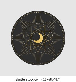 Vector illustration set of moon phases. Different stages of moonlight activity in vintage engraving style. Zodiac Signs