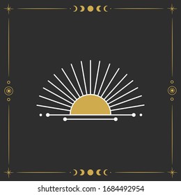 Vector illustration set of moon phases. Different stages of moonlight activity in vintage engraving style. Zodiac Signs