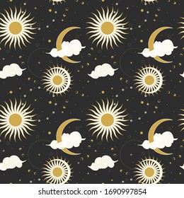 Vector illustration set of moon phases. Different stages of moonlight activity in vintage engraving style. Zodiac Signs