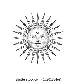 Conjunto de ilustraciones vectoriales de fases lunares. Diferentes etapas de actividad lunar en estilo de grabado vintage. Signos de Zodiaco
