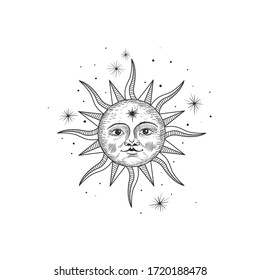 Vektorgrafik-Satz von Mondphasen. Unterschiedliche Stufen der Mondlicht-Aktivität im Vintage Gravierstil. Zodiac-Zeichen