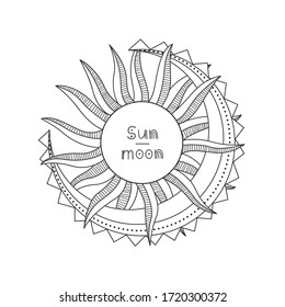Vector illustration set of moon phases. Different stages of moonlight activity in vintage engraving style. Zodiac Signs
