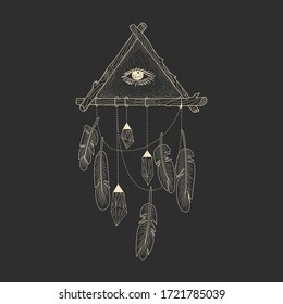 Vector illustration set of moon phases. Different stages of moonlight activity in vintage engraving style. Zodiac Signs, shining crystals, female hand