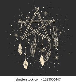 Vector illustration set of moon phases. Different stages of moonlight activity in vintage engraving style. Zodiac Signs