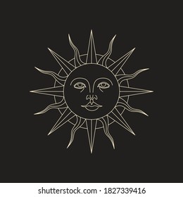 Vector illustration set of moon phases. Different stages of moonlight activity in vintage engraving style. Zodiac Signs