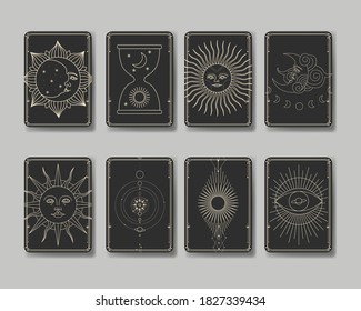 Vector illustration set of moon phases. Different stages of moonlight activity in vintage engraving style. Zodiac Signs