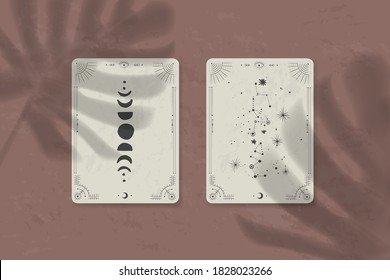 Vector illustration set of moon phases. Different stages of moonlight activity in vintage engraving style. Zodiac Signs