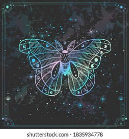 Ilustración vectorial de las fases de la luna. Nuevo estilo, fondo holográfico, brillo de tendencia. Diferentes etapas de actividad de la luna en estilo de grabado vintage.