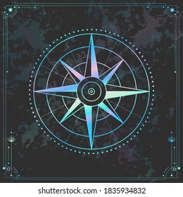Vector illustration set of moon phases. New style, holographic background, trend shimmer. Different stages of moonlight activity in vintage engraving style.