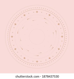 Vector illustration set of moon phases. Different stages of moonlight activity in vintage engraving style. Zodiac Signs