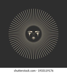 Vector illustration set of moon phases. Different stages of moonlight activity in vintage engraving style. branches of plants and flowers. sacred isoteric geometry