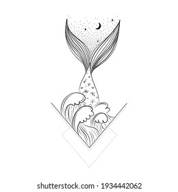 Vector illustration set of moon phases. Different stages of moonlight activity in vintage engraving style. branches of plants and flowers. sacred esoteric geometry
