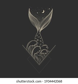 Vector illustration set of moon phases. Different stages of moonlight activity in vintage engraving style. branches of plants and flowers. sacred esoteric geometry