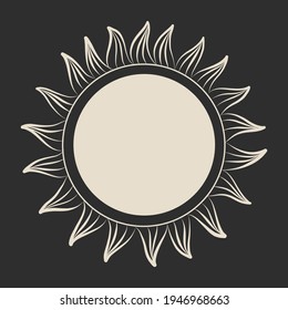 Vector illustration set of moon phases. Different stages of moonlight activity in vintage engraving style. Zodiac Signs, shining crystals, female hand