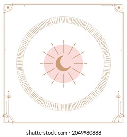Vector illustration set of moon phases. Different stages of moonlight activity in vintage engraving style. Zodiac Signs, shining crystals, female hand