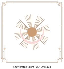 Ilustración vectorial de las fases de la luna. Diferentes etapas de actividad de la luna en estilo de grabado vintage. Signos zodiacos, cristales brillantes