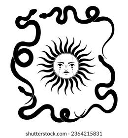 Vector illustration set of moon phases. Different stages of moonlight activity in vintage engraving style. Zodiac Signs