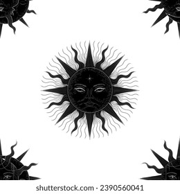 Vector illustration set of moon phases. Different stages of moonlight activity in vintage engraving style. Zodiac Signs