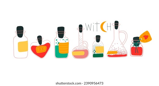 Vector illustration set of moon phases. Different stages of moonlight activity in vintage engraving style. Zodiac Signs