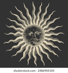 Vector illustration set of moon phases. Different stages of moonlight activity in vintage engraving style. Zodiac Signs	