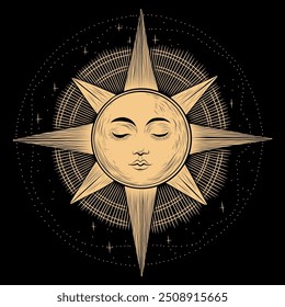 Vector illustration set of moon phases. Different stages of moonlight activity in vintage engraving style. Zodiac Signs	