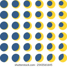 Vector illustration set of moon phases, crescent moon icons