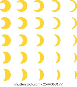 Vector illustration set of moon phases, crescent moon icons