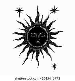 Vector illustration set of moon phases. Different stages of moonlight activity in vintage engraving style. Zodiac Signs