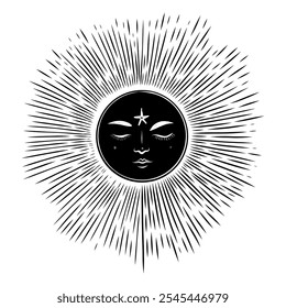 Vector illustration set of moon phases. Different stages of moonlight activity in vintage engraving style. Zodiac Signs