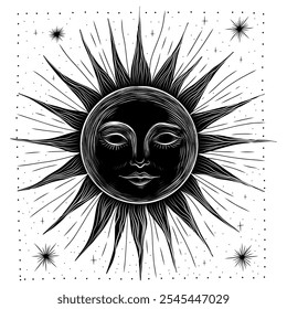 Vector illustration set of moon phases. Different stages of moonlight activity in vintage engraving style. Zodiac Signs