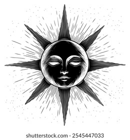 Vector illustration set of moon phases. Different stages of moonlight activity in vintage engraving style. Zodiac Signs