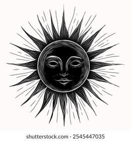 Vector illustration set of moon phases. Different stages of moonlight activity in vintage engraving style. Zodiac Signs