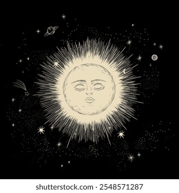 Vector illustration set of moon phases. Different stages of moonlight activity in vintage engraving style. Zodiac Signs	
