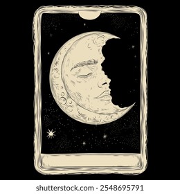 Vector illustration set of moon phases. Different stages of moonlight activity in vintage engraving style. Zodiac Signs	