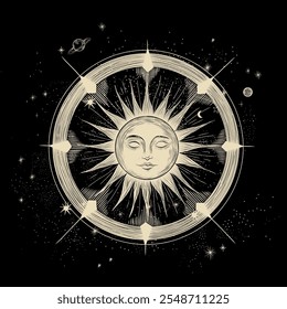 Vector illustration set of moon phases. Different stages of moonlight activity in vintage engraving style. Zodiac Signs	