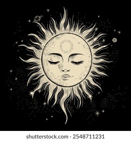 Vector illustration set of moon phases. Different stages of moonlight activity in vintage engraving style. Zodiac Signs	