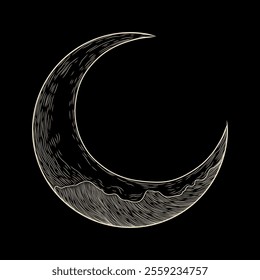 Vector illustration set of moon phases. Different stages of moonlight activity in vintage engraving style. Zodiac Signs	