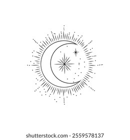 Vector illustration set of moon phases. Different stages of moonlight activity in vintage engraving style. Zodiac Signs	