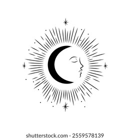 Vector illustration set of moon phases. Different stages of moonlight activity in vintage engraving style. Zodiac Signs	