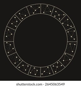 Vector illustration set of moon phases. Different stages of moonlight activity in vintage engraving style. Zodiac Signs	