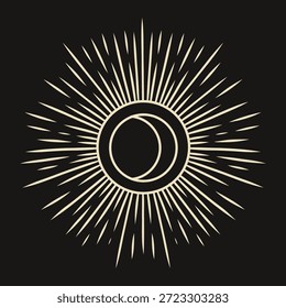 Conjunto de ilustrações vetoriais das fases da lua. Diferentes estágios de atividade luar no estilo de gravura vintage. Sinais do Zodíaco	