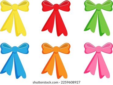 conjunto de ilustraciones vectoriales de arcos multicolores de cintas para decorar regalos