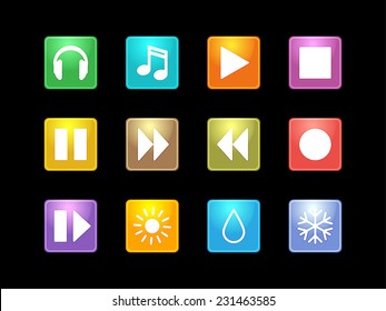 Vector illustration. Set of  multicolored computer icon made on various topics for web applications, web presentation and more.