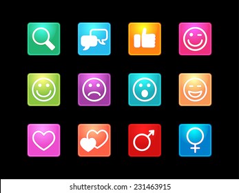 Vector illustration. Set of  multicolored computer icon made on various topics for web applications, web presentation and more.